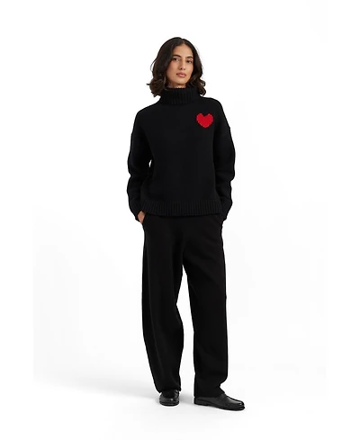 Chinti & Parker Women's Merino Heart Rollneck Sweater