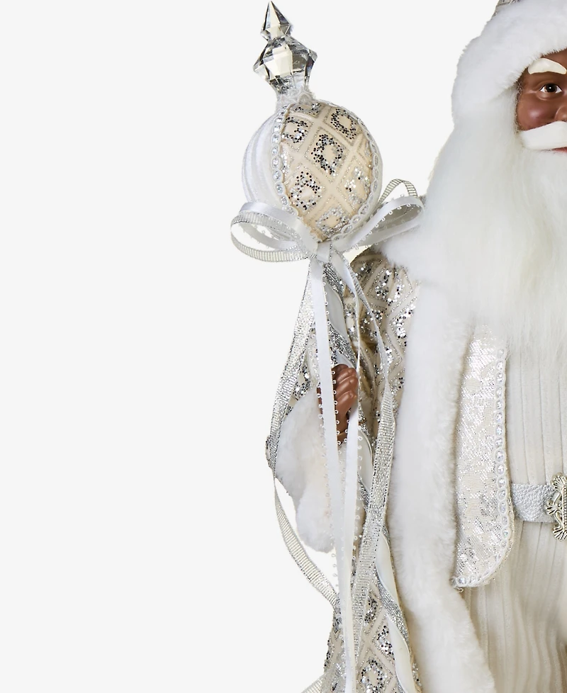Holiday Lane Opulence African American Standing Santa with Staff and Snowflake, Macy's Exclusive
