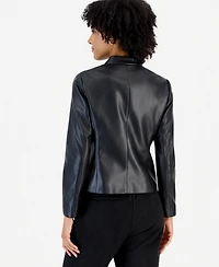 Kasper Petite Moto Fitted Zipper-Pocket Jacket