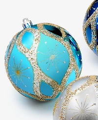 Holiday Lane Opulence Shatterproof Blue & White Ball Ornaments, Set of 3, Macy's Exclusive