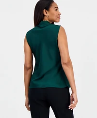 Kasper Petite Satin Tie-Neck Sleeveless Blouse