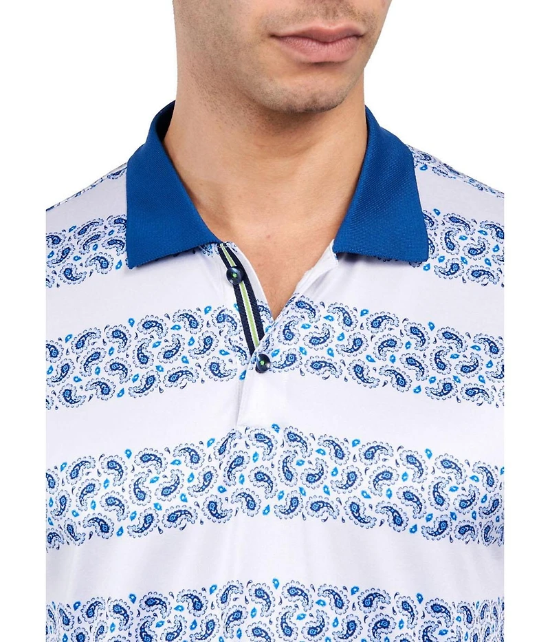 Society of Threads Men's Regular Fit Paisley Stripe Performance Polo