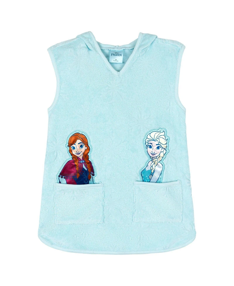 Frozen Girls Loop Terry Cloth Hooded Zip Up Swim Cover