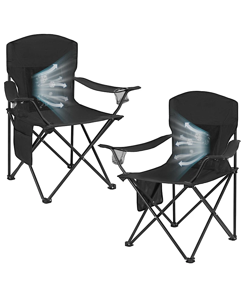 Aofar 2pcs Camping Chairs With Fan Lightweight Portable Foldable Outdoor