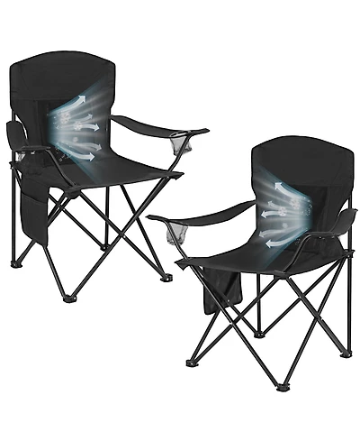 Aofar 2pcs Camping Chairs With Fan Lightweight Portable Foldable Outdoor
