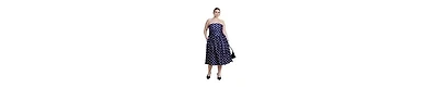 Eloquii Women's Strapless Polka Dot Flare Midi Dress