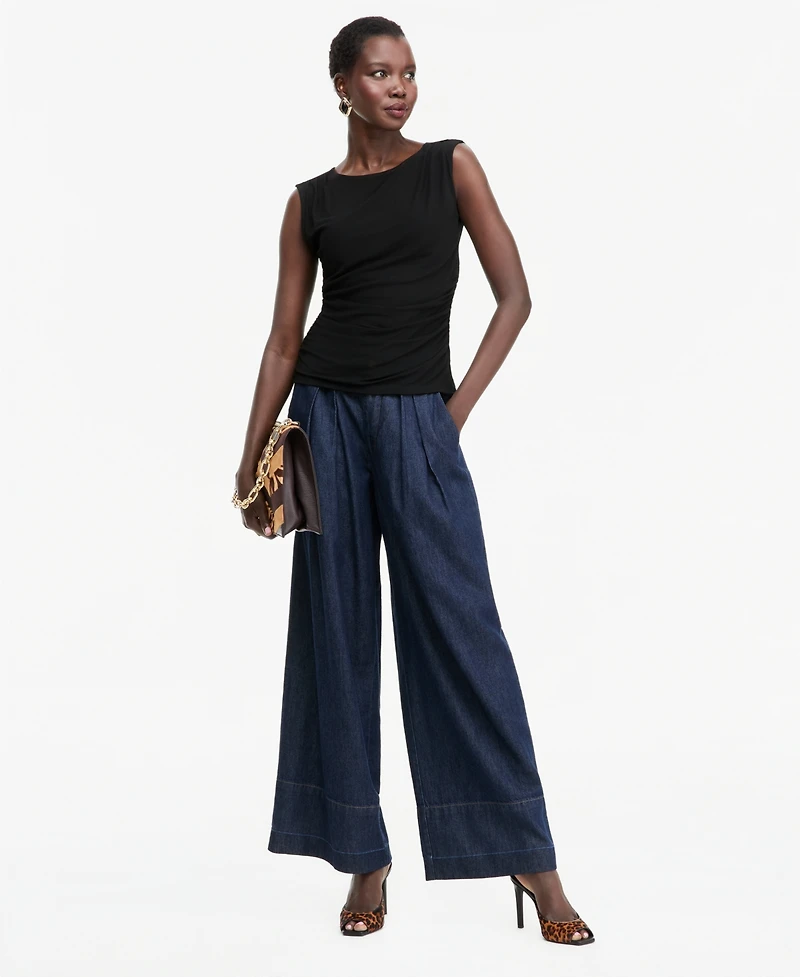 I.n.c. Women's Solid Mesh Ruched Tank, Macy's Exclusive