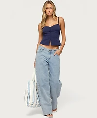 Edikted Women's Delia Sweetheart Button Up Tank Top