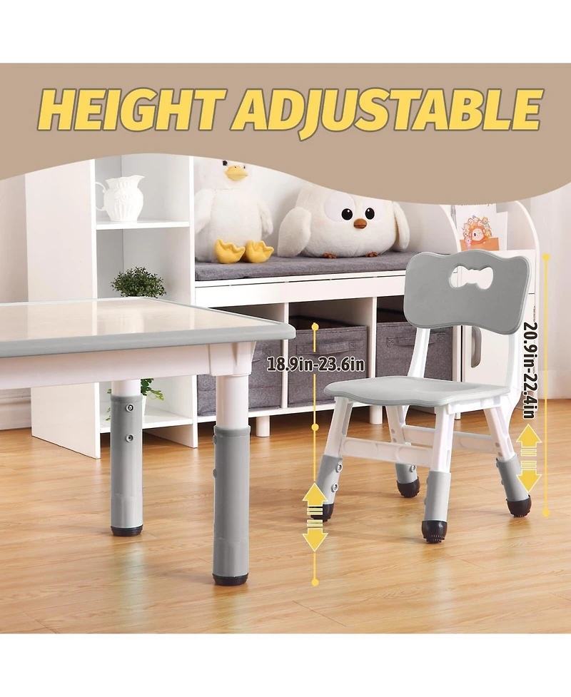 gaomon Kids Table and 6 Chairs, Height Adjustable Multi-Activity Toddler Table with Graffiti Desktop and Non-Slip Legs for Ages 2-10