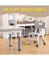 gaomon Kids Table and 6 Chairs, Height Adjustable Multi-Activity Toddler Table with Graffiti Desktop and Non-Slip Legs for Ages 2-10