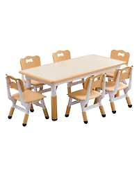 gaomon Height Adjustable 7- Piece Kids Table and 6 Chairs Set Multi-Activity Study Table with Graffiti Desktop for Ages 2-10