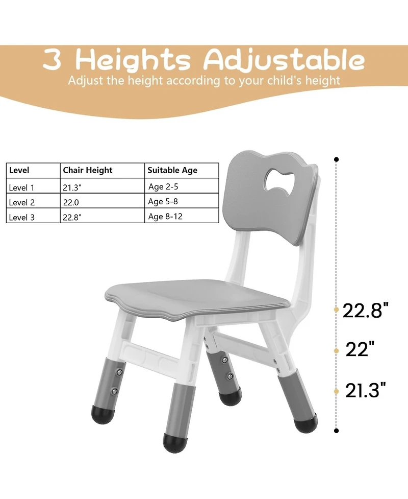 gaomon Kids Table and 4 Chairs Set, Height Adjustable Toddler Activity Table with Graffiti Desktop for Home or Classroom