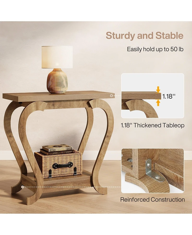 Slickblue 2-Tier Narrow End Table with Storage Shelves