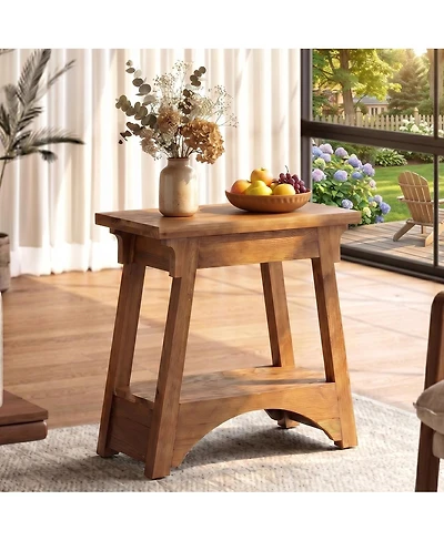 Tribesigns 2-tier Solid Wood End Table, Rustic Farmhouse Side Table For Living Room, Bedroom