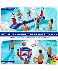 Gnuadz Pool Games Set Volleyball Basketball Ring Toss Inflatable Water Sports
