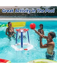 Gnuadz Pool Basketball Hoop Inflatable Floating Game Balls Pump Swimming Outdoor Indoor Adults Kids