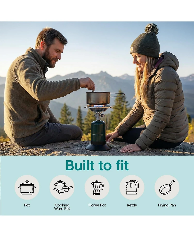 SereneLife Portable Propane Camping Stove - 10,000 Btu Single Burner Outdoor Stove for Backpacking and Camping Use