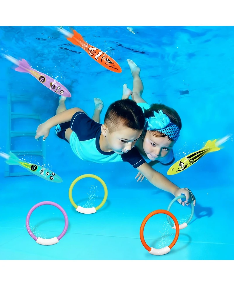 Gnuadz Diving Games Swimming Pool Underwater Rings Torpedo Set