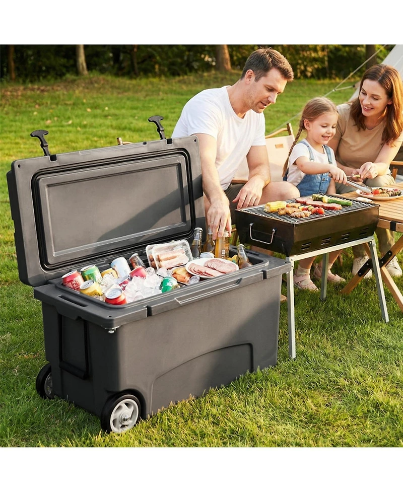 Sugift 75 Quart Portable Hard Cooler with 6-Day Ice Retention All-Terrain Wheels