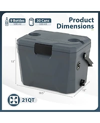 Sugift 21 Quart Insulated Portable Hard Shell Ice Chest with 2 Cup Holders