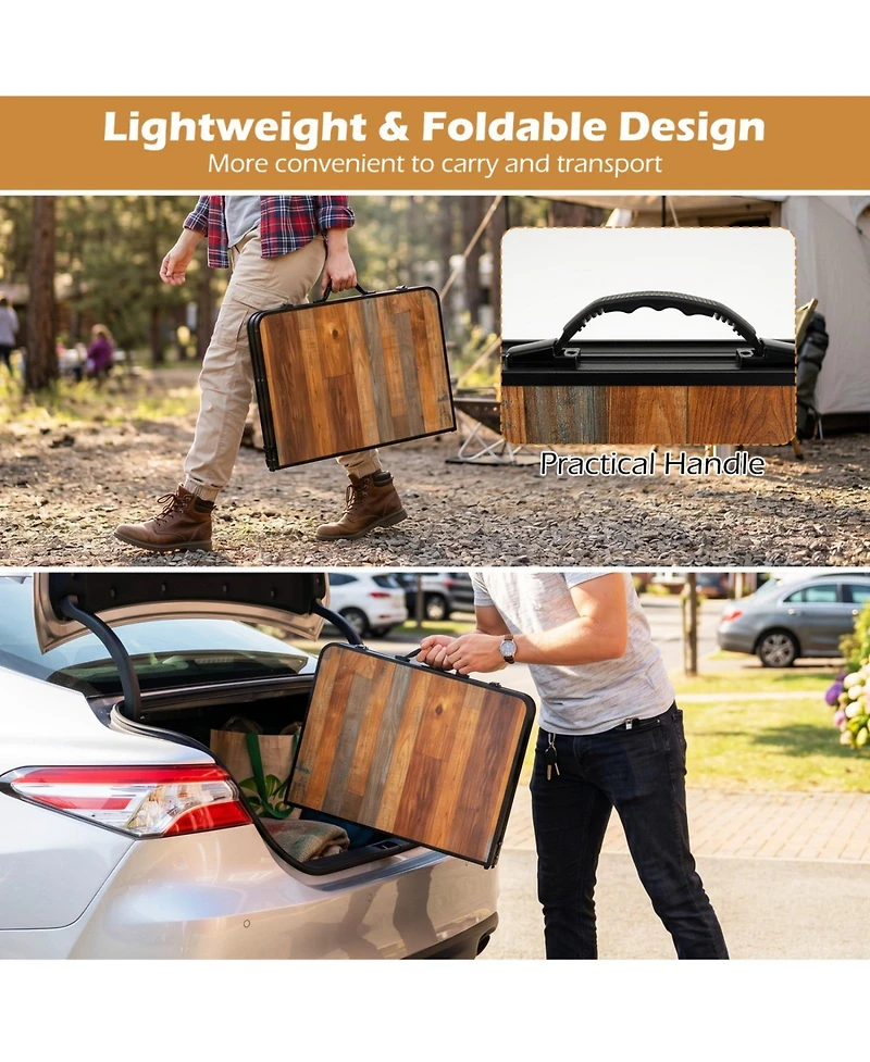 Sugift Folding Camping Table with Adjustable Heights Storage Net and Carry Handle