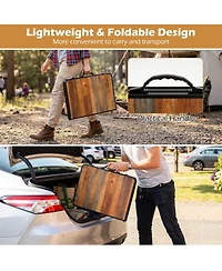 Sugift Folding Camping Table with Adjustable Heights Storage Net and Carry Handle