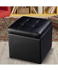 sumyeg 16-Inch Ottoman Pouffe with Hinge Top Storage for Living Room or Bedroom