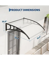 homfan 40x40 inch Polycarbonate Door/Window Awning with Abs Bracket, Uv and Weather Protection - Clear