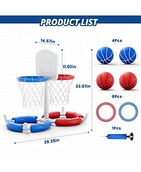 Gnuadz 2-in-1 Pool Basketball Hoop Ring Toss Game Floating Water Toy
