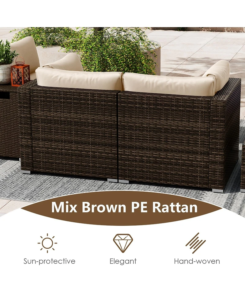 Sugift 7-Piece Outdoor Sectional Set with 40000 Btu Fire Pit Table
