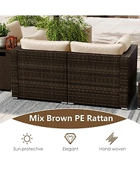 Sugift 7-Piece Outdoor Sectional Set with 40000 Btu Fire Pit Table