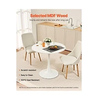 Sugift 31.5 in Round Dining Table, Modern Mdf Tulip Pedestal Kitchen Table for 2-4 People with Iron Base
