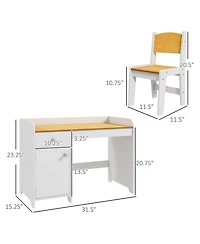 Clihome Kids Desk and Chair Set with Storage Drawer, Mdf Study Table Space-Saving Kids Furniture