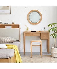 sumyeg Solid Beech Wood Makeup Stool Bench for Bedroom Dining Room or Entryway