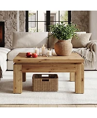 Tribesigns Farmhouse Coffee Table, 31.5" Solid Wood Square Coffee Table for Living Room, Apartment, Small Spaces