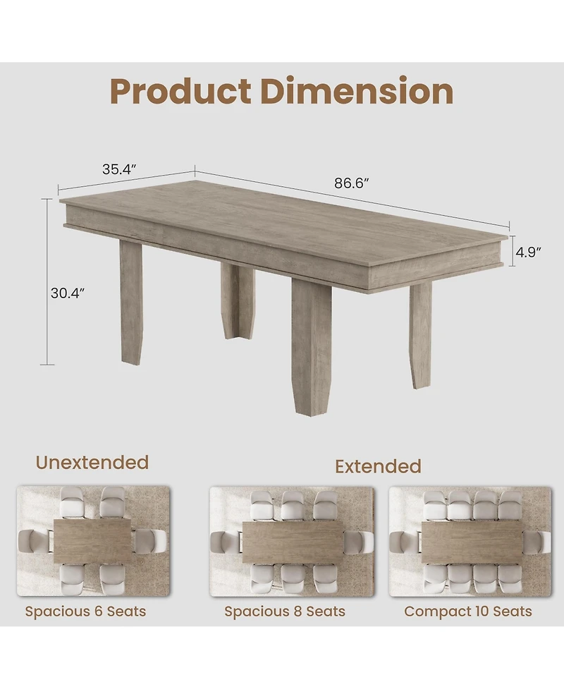 homfan Farmhouse Dining Table for 6-8, 63" Long Kitchen Table with Sturdy Frame