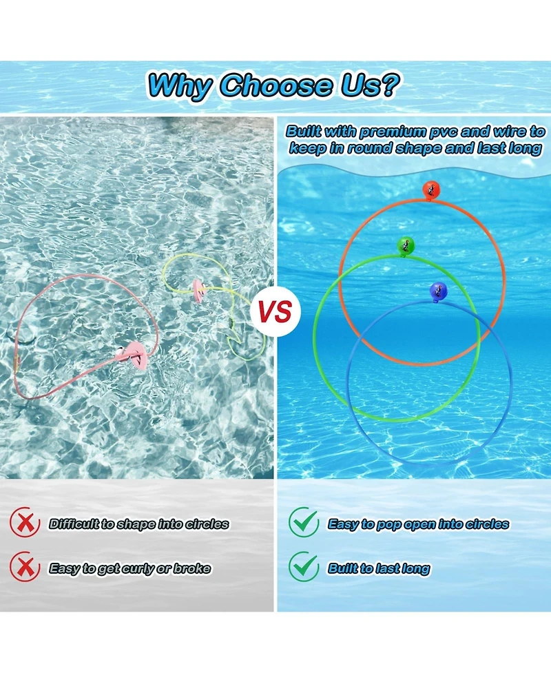 Gnuadz Pools Diving Rings Swim Thru Game Underwater Treasures Torpedo Bandits Fish Fun Water Swimming Teens Adults