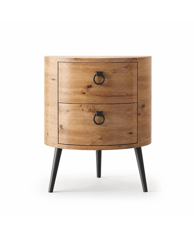 homfan Set of 2 Round Side Table with Drawers