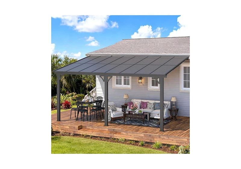 Aecojoy Adjustable Height Wall Mounted Outdoor Gazebos Pergola