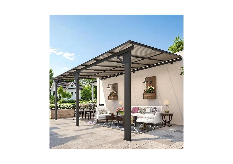 Aecojoy Adjustable Height Wall Mounted Outdoor Gazebos Pergola