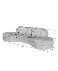 Sailvan Corduroy Compressed Upholstered Curved Sectional Sofa with Scatter Cushions-No assembly