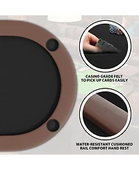 homfan 71" Collapsible Oval Poker Table for 8 Casino-Style Game with Padded Rails and Cup Holders, Folding Legs Texas Holdem or Blackjack