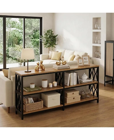 Tribesigns 70.9" Industrial Console Table with Storage Shelves, 3-Tier Entryway Sofa Table for Living Room or Hallway
