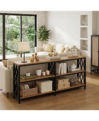Tribesigns 70.9" Industrial Console Table with Storage Shelves, 3-Tier Entryway Sofa Table for Living Room or Hallway