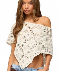 Edikted Women's Lilianna Scalloped Crochet Poncho