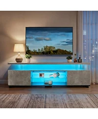 Rainsken Tv Entertainment Center Led Tv Stand, Modern Tv Stand with Storage, Center Media Storage Console Table, for Living Room, Bedroom