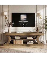 Tribesigns 63" Modern Tv Stand for 55/65/70 Inch TVs, 3-Tier Farmhouse Entertainment Center with Open Storage Shelves