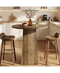 Tribesigns 31.5" Round Dining Table for 2, Wood Pedestal Kitchen Table for Dining Room, Living Room, Small Space
