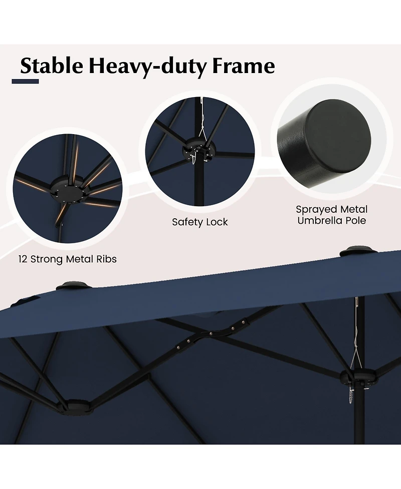 Sugift 13 ft Double-Sided Twin Patio Market Umbrella with Crank Handle and Cross Base