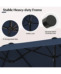 Sugift 13 ft Double-Sided Twin Patio Market Umbrella with Crank Handle and Cross Base